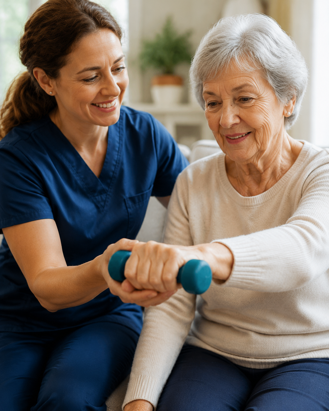 A caregiver providing safe and respectful mobility support